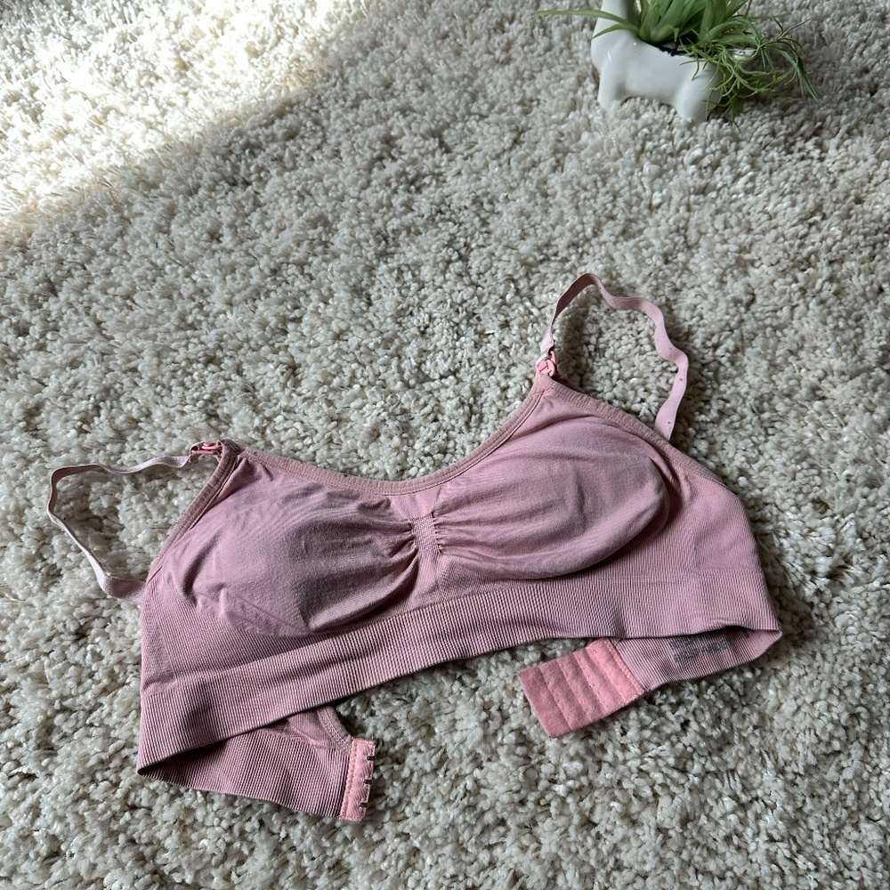 Pastel pink super comfy fabric wireless support cozy cute bra medium siz…